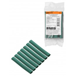 Набор трубок термоусаживаемых, не поддерживающих горение, клеевых, длиной 10 см ТТкНГ(3:1) "Моноцвет, зеленый 9,5/3,0 TDM"