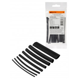 Набор трубок термоусаживаемых, не поддерживающих горение, клеевых, 8 типоразмеров, длиной 10 см ТТкНГ(3:1) "Моноцвет-диапазон, черный TDM"