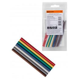 Набор трубок термоусаживаемых, не поддерживающих горение, клеевых, 7 цветов, длиной 10 см ТТкНГ(3:1) "Полицвет 2,4/0,8 TDM"