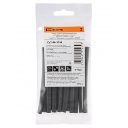 Набор трубок термоусаживаемых, не поддерживающих горение, клеевых, длиной 10 см ТТкНГ(3:1) "Моноцвет, черный 4,8/1,5 TDM"