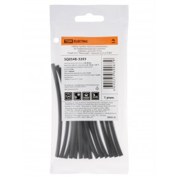 Набор трубок термоусаживаемых, не поддерживающих горение, клеевых, длиной 10 см ТТкНГ(3:1) "Моноцвет, черный 3,2/1,0 TDM"