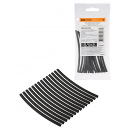 Набор трубок термоусаживаемых, не поддерживающих горение, клеевых, длиной 10 см ТТкНГ(3:1) "Моноцвет, черный 3,2/1,0 TDM"