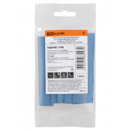 Набор трубок термоусаживаемых, не поддерживающих горение, клеевых, длиной 10 см ТТкНГ(3:1) "Моноцвет, синий 12,7/4,3 TDM"