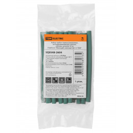 Набор трубок термоусаживаемых, не поддерживающих горение, клеевых, длиной 10 см ТТкНГ(3:1) "Моноцвет, зеленый 4,8/1,5 TDM"