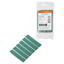 Набор трубок термоусаживаемых, не поддерживающих горение, клеевых, длиной 10 см ТТкНГ(3:1) "Моноцвет, зеленый 12,7/4,3 TDM"