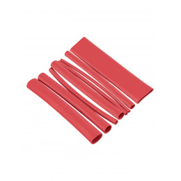Набор трубок термоусаживаемых, не поддерживающих горение, клеевых, 8 типоразмеров, длиной 10 см ТТкНГ(3:1) "Моноцвет-диапазон, красный TDM"