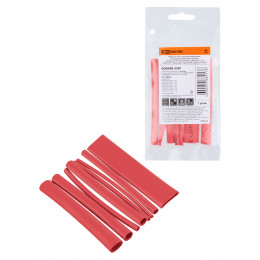 Набор трубок термоусаживаемых, не поддерживающих горение, клеевых, 8 типоразмеров, длиной 10 см ТТкНГ(3:1) "Моноцвет-диапазон, красный TDM"