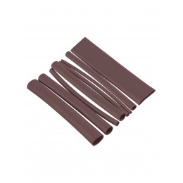 Набор трубок термоусаживаемых, не поддерживающих горение, клеевых, 8 типоразмеров, длиной 10 см ТТкНГ(3:1) "Моноцвет-диапазон, коричневый TDM"