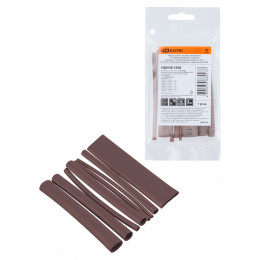 Набор трубок термоусаживаемых, не поддерживающих горение, клеевых, 8 типоразмеров, длиной 10 см ТТкНГ(3:1) "Моноцвет-диапазон, коричневый TDM"