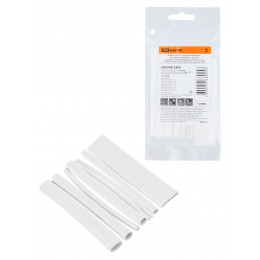 Набор трубок термоусаживаемых, не поддерживающих горение, клеевых, 8 типоразмеров, длиной 10 см ТТкНГ(3:1) "Моноцвет-диапазон, белый TDM"