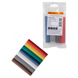 Набор трубок термоусаживаемых, не поддерживающих горение, клеевых, 7 цветов, длиной 10 см ТТкНГ(3:1) "Полицвет 12,7/4,3 TDM"