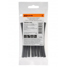 Набор трубок термоусаживаемых, не поддерживающих горение, клеевых, длиной 10 см ТТкНГ(3:1) "Моноцвет, черный 6,4/2,0 TDM"