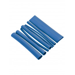 Набор трубок термоусаживаемых, не поддерживающих горение, клеевых, 8 типоразмеров, длиной 10 см ТТкНГ(3:1) "Моноцвет-диапазон, синий TDM"