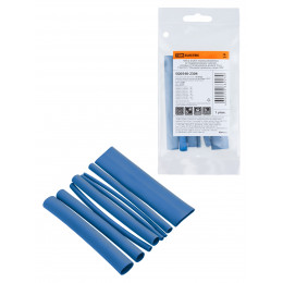 Набор трубок термоусаживаемых, не поддерживающих горение, клеевых, 8 типоразмеров, длиной 10 см ТТкНГ(3:1) "Моноцвет-диапазон, синий TDM"