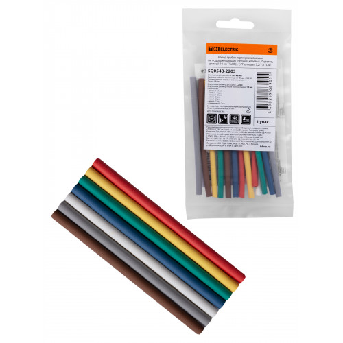 Набор трубок термоусаживаемых, не поддерживающих горение, клеевых, 7 цветов, длиной 10 см ТТкНГ(3:1) "Полицвет 3,2/1,0 TDM"