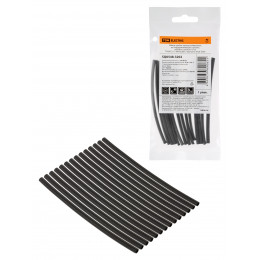 Набор трубок термоусаживаемых, не поддерживающих горение, клеевых, длиной 10 см ТТкНГ(3:1) "Моноцвет, черный 2,4/0,8 TDM"