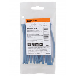 Набор трубок термоусаживаемых, не поддерживающих горение, клеевых, длиной 10 см ТТкНГ(3:1) "Моноцвет, синий 3,2/1,0 TDM"