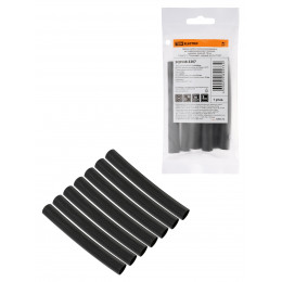 Набор трубок термоусаживаемых, не поддерживающих горение, клеевых, длиной 10 см ТТкНГ(3:1) "Моноцвет, черный 9,5/3,0 TDM"