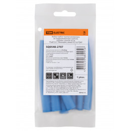 Набор трубок термоусаживаемых, не поддерживающих горение, клеевых, длиной 10 см ТТкНГ(3:1) "Моноцвет, синий 9,5/3,0 TDM"