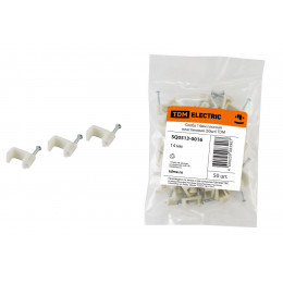 Скоба 14мм плоская пластиковая (белая) (50шт) TDM