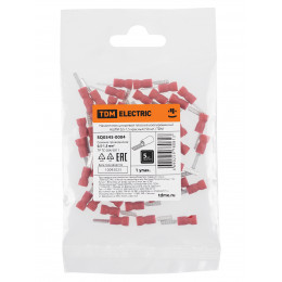 Наконечник штыревой плоский изолированный НШПИ 0,5-1,5 красный (50 шт.) TDM
