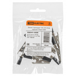 Зажим "крокодил" ЗК 15А 53мм черный (10шт) TDM