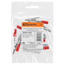 Зажим "крокодил" ЗК 15А 53мм красный (10шт) TDM