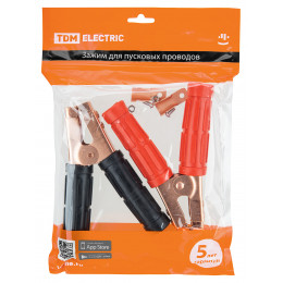 Зажим "крокодил" для пусковых проводов 700 А (1 красный + 1 черный) TDM