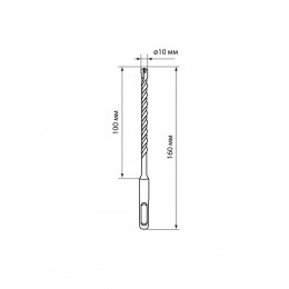 Бур по бетону, 10×160×100 мм, SDS-Plus, 4 резца, пластиковый держатель, 1 шт, "Рубин" TDM