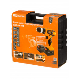 Дрель-шуруповерт акк. ДША-14-ЛК1 14 В, 1,3 А*ч Li-Ion 2 шт, 26 Нм, 0-1400 об/мин, кейс, "Гранит" TDM