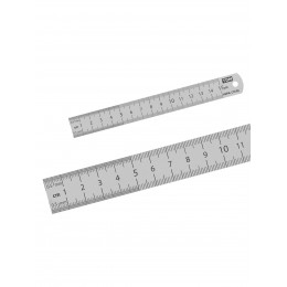 Линейка измерительная металлическая 15 см, нержавеющая сталь, двухсторонняя шкала, "Рубин" TDM