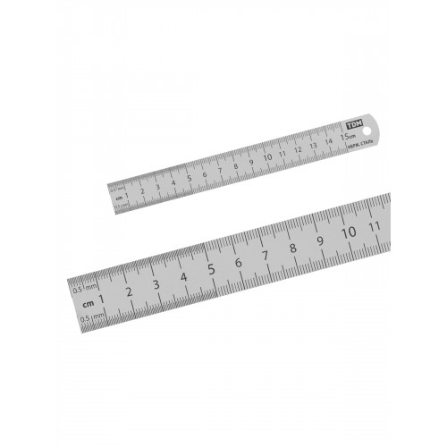 Линейка измерительная металлическая 15 см, нержавеющая сталь, двухсторонняя шкала, "Рубин" TDM