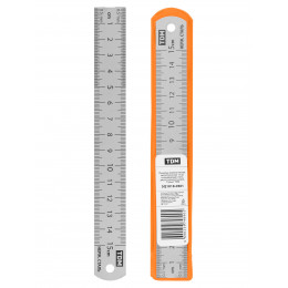 Линейка измерительная металлическая 15 см, нержавеющая сталь, двухсторонняя шкала, "Рубин" TDM