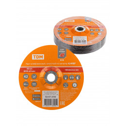 Круг шлифовальный, зачистной по металлу, 180х6х22,2 мм, тип 42, A24RBF, серия "Рубин", TDM