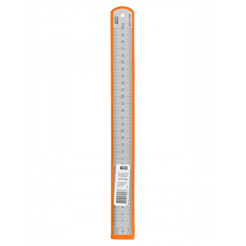 Линейка измерительная металлическая 30 см, нержавеющая сталь, двухсторонняя шкала, "Рубин" TDM