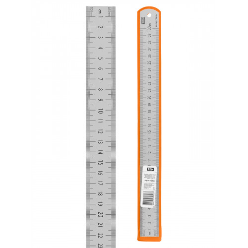 Линейка измерительная металлическая 30 см, нержавеющая сталь, двухсторонняя шкала, "Рубин" TDM