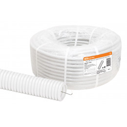 Труба гофрированная ПВХ d 32 с зондом (50 м) легкая, белая TDM