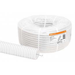 Труба гофрированная ПВХ d 20 с зондом (50 м) легкая, белая TDM