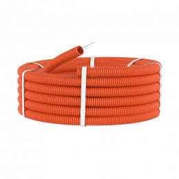 Труба гибкая гофрированная 25мм с протяжкой тяжелая (50м) оранжевый
