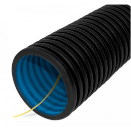 Труба гофрированная двустенная ПНД гибкая тип 450 (SN18) стойкая к ультрафиолету не распространяющая горение с/з черная d63 мм (50м/уп)