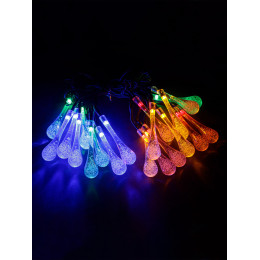 Гирлянда ССГ-148 "Капли" на солнечной батарее, 2.7 м, 20 LED, многоцветный, IP54, TDM