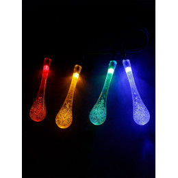 Гирлянда ССГ-148 "Капли" на солнечной батарее, 2.7 м, 20 LED, многоцветный, IP54, TDM