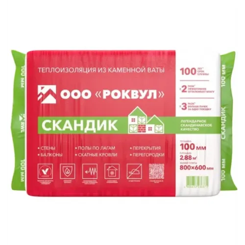 Rockwool Скандик 100х600х800 мм