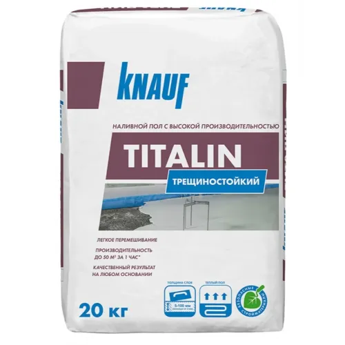 Наливной пол универсальный Knauf Титалин самовыравнивающийся быстротвердеющий 20 кг