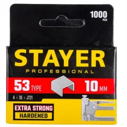 Скобы тонкие (1000 шт; 10 мм; тип 53) для степлера Stayer
