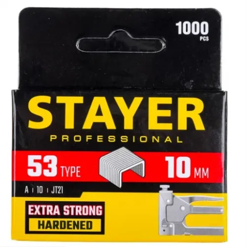 Скобы тонкие (1000 шт; 10 мм; тип 53) для степлера Stayer