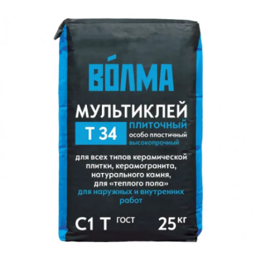 Клей для плитки Волма Мультиклей Т-34 25 кг