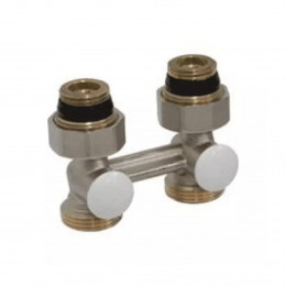 Узел нижнего подключения Ду 15 Ру10 1/2"x3/4" под плоское уплотнение двухтр прямой с переходниками R387L Giacomini R387LX012