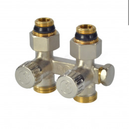 Узел нижнего подключения Ду 15 Ру10 1/2"x3/4" под плоское уплотнение прямой с переходниками R383 Giacomini R383X012