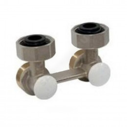 Узел нижнего подключения Ду 20 Ру10 3/4"x3/4" под плоское уплотнение двухтр угловой с переходниками евроконус-плоскость R388L Giacomini R388LX002